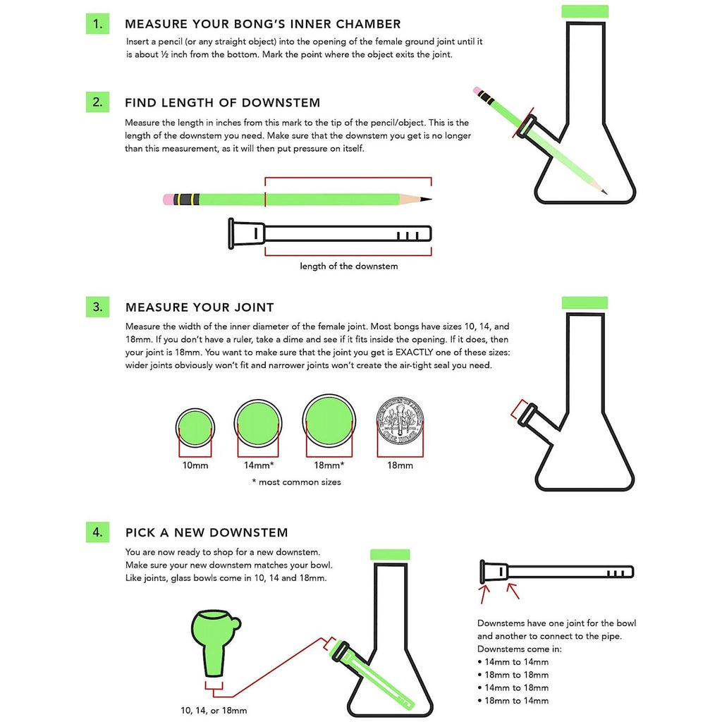 18mm to 14mm Diffuser Downstem - Multiple Sizes