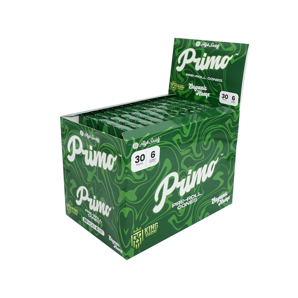 High Society Primo King Size Organic Hemp Pre-Roll Cones (Box of 30 Packs)